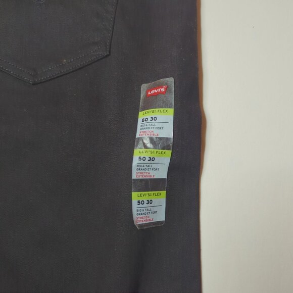 502 Levis Mens Jeans 50x30 Taper Fit Stretch Cotton Big & Tall Black Denim NWT - Picture 5 of 12
